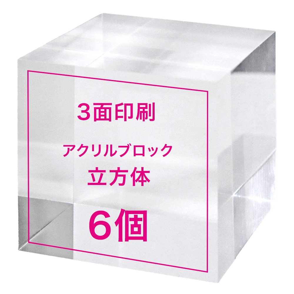 【オリジナルプリント アクリルブロック 立方体（3面） 6個】