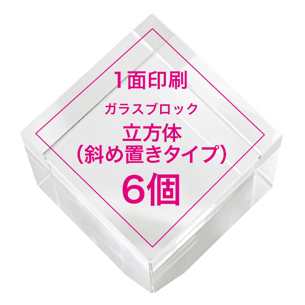【オリジナルプリント ガラスブロック 立方体（斜め置きタイプ） 6個】