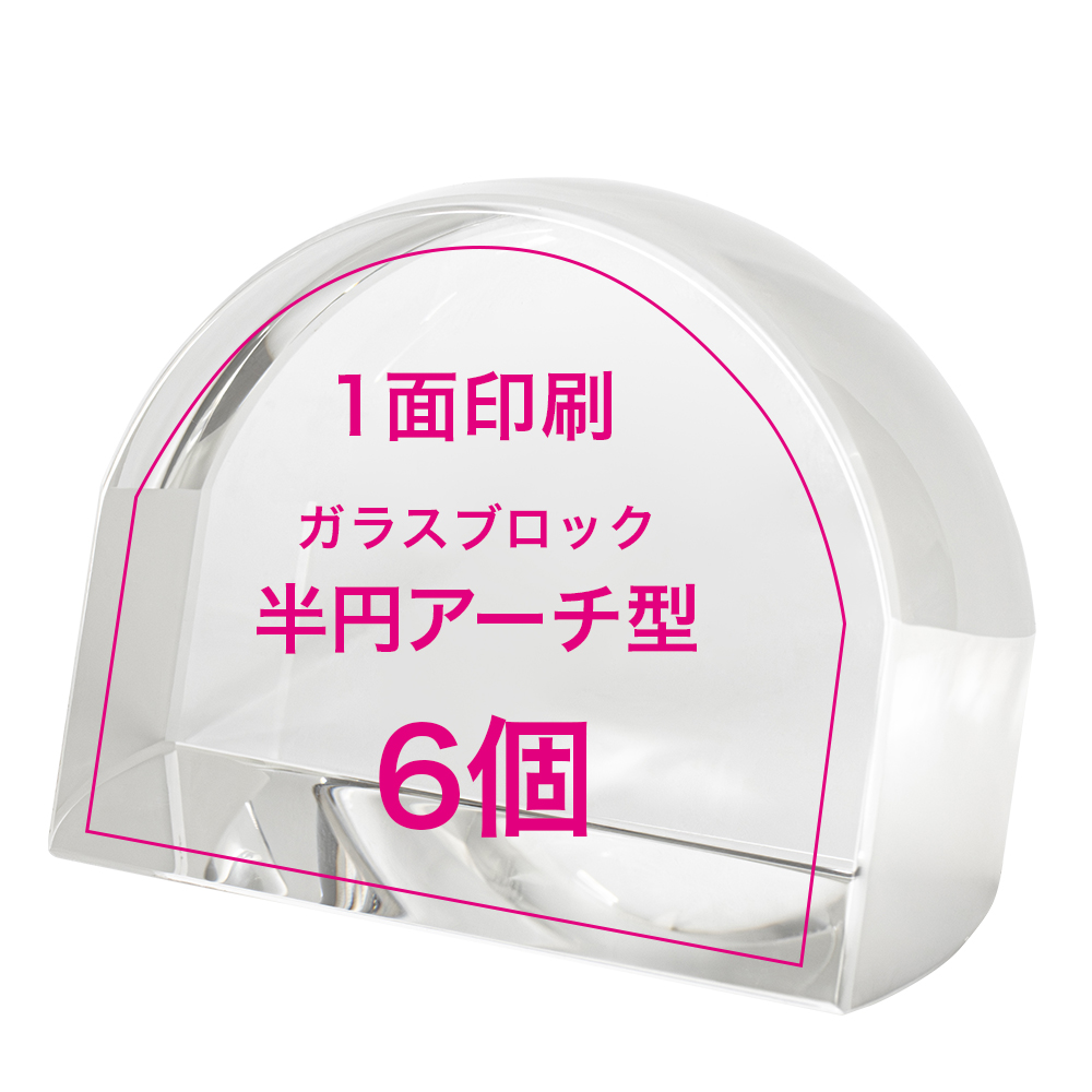 【オリジナルプリント ガラスブロック 半円アーチ 6個】